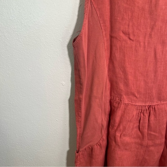 Blu Orchid Linen Shift Dress Pink Textured Floral Neckline XL - Picture 9 of 10